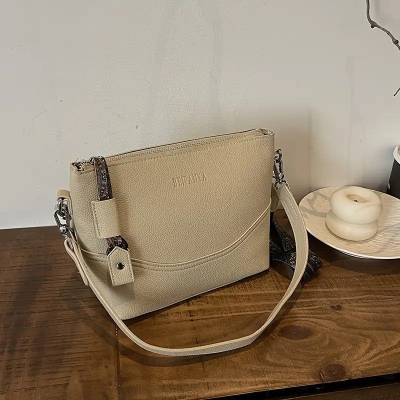 PU Crossbody Bag With Ethnic Embroidery And Zipper