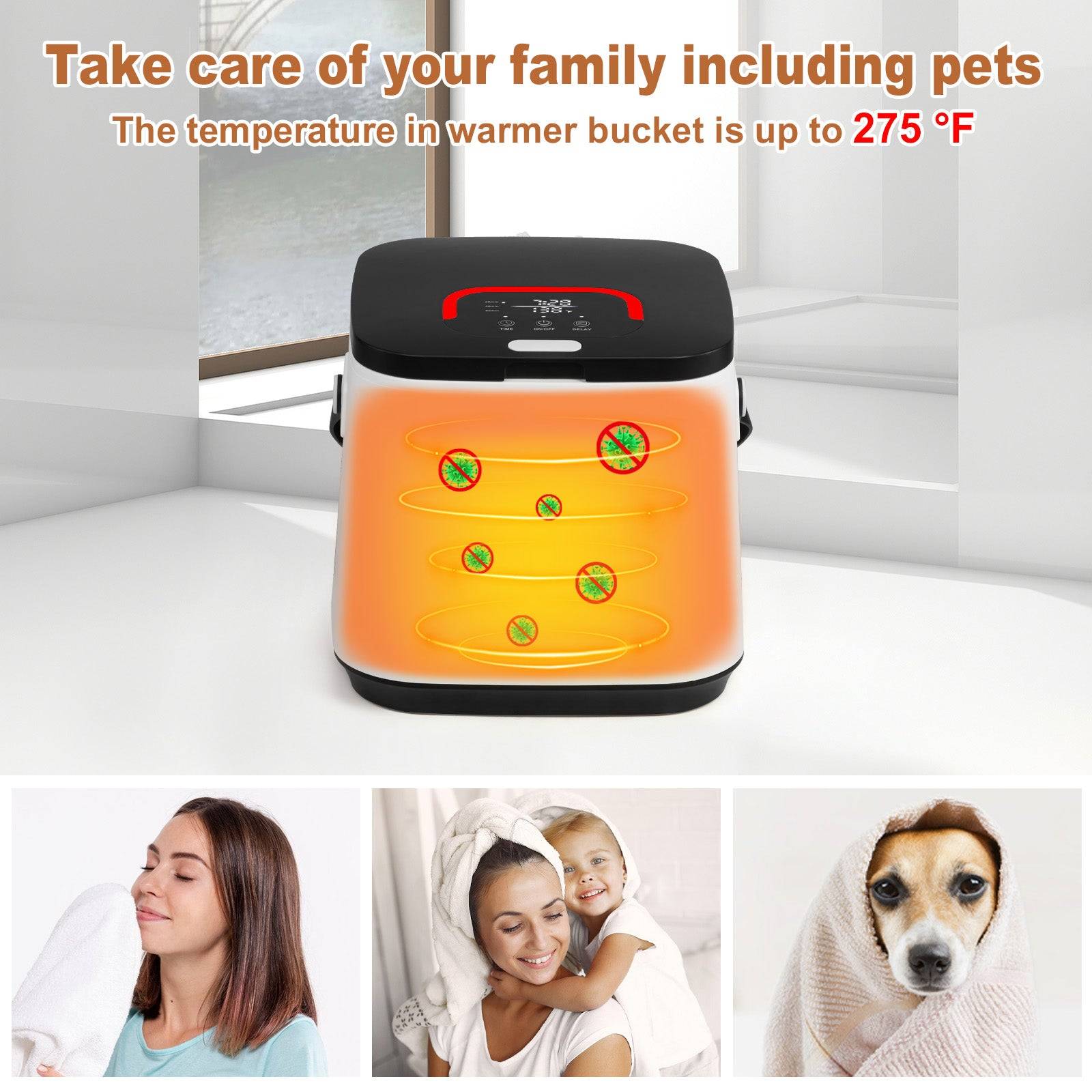 14L Electric Towel Warmer Bucket with Timer and LED Display