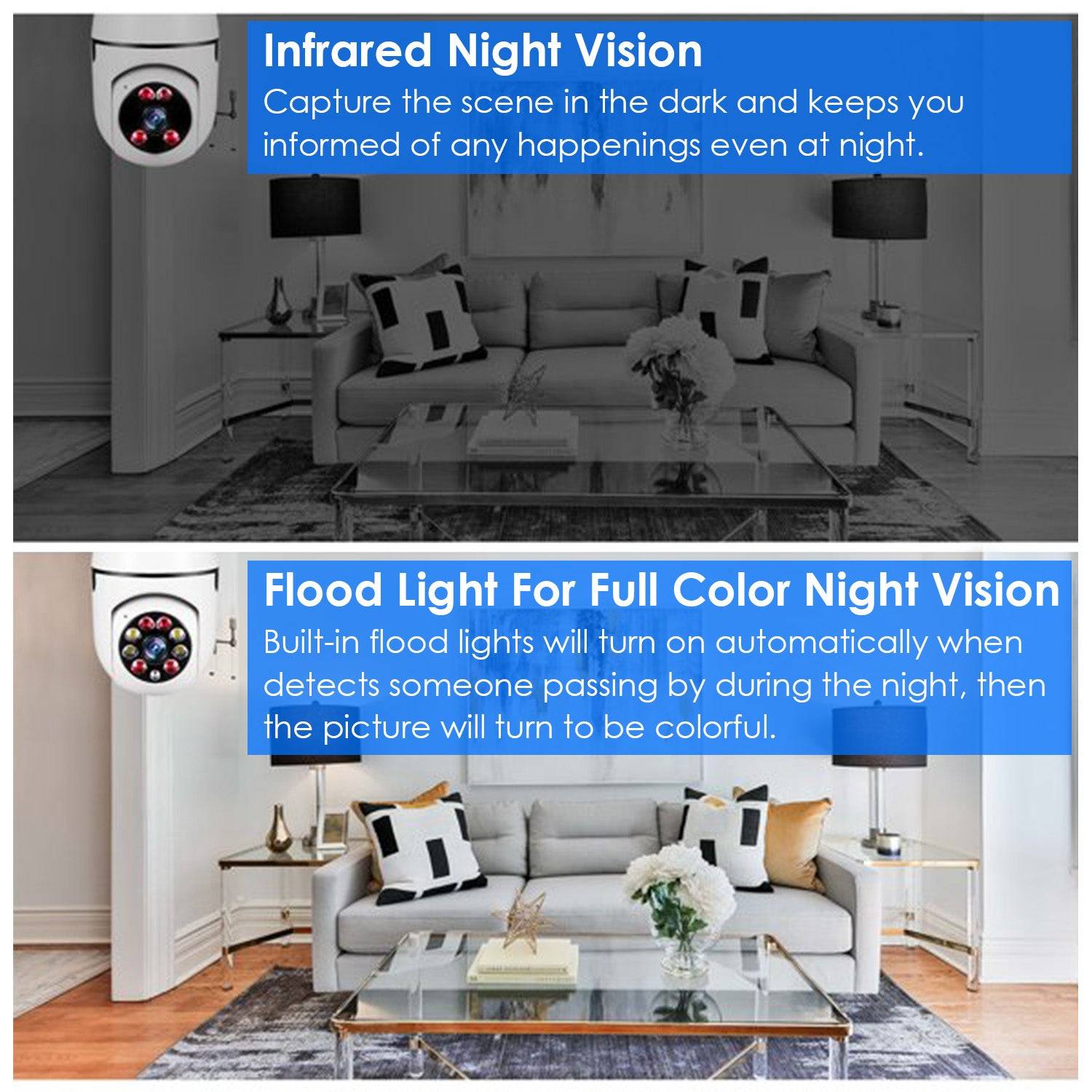 E27 WiFi Security Camera 1080P Night Vision