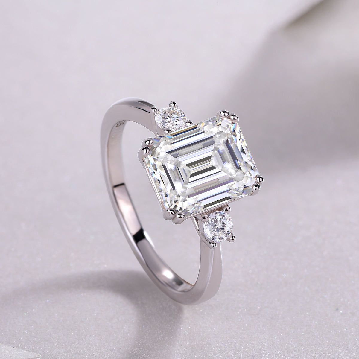 Rings Octagonal Moissanite S925 Silver Luxury Wedding Band