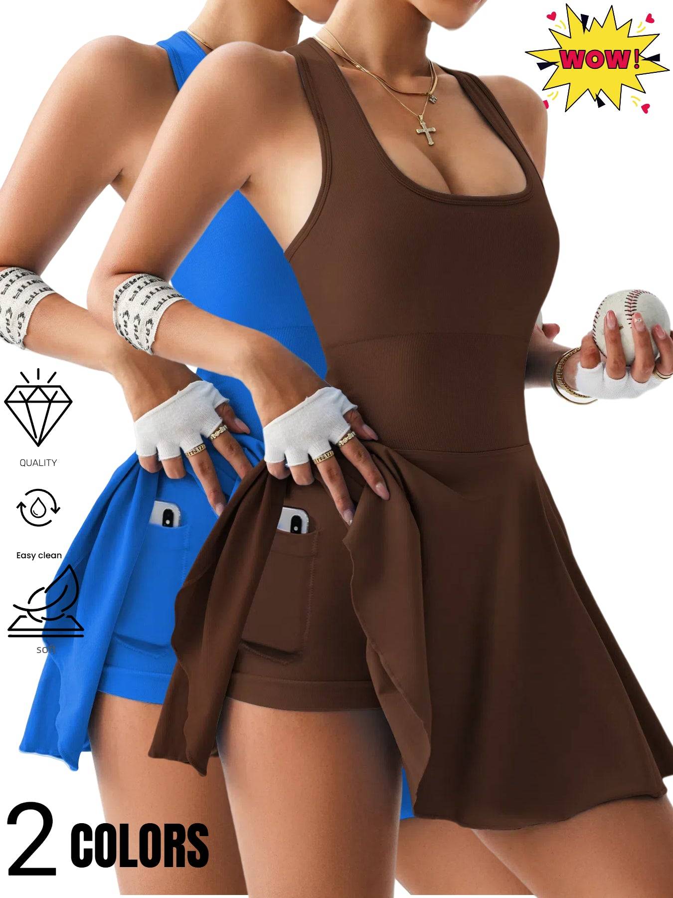 Womens High Waist Stretch Dress Two Pack For Active Wear