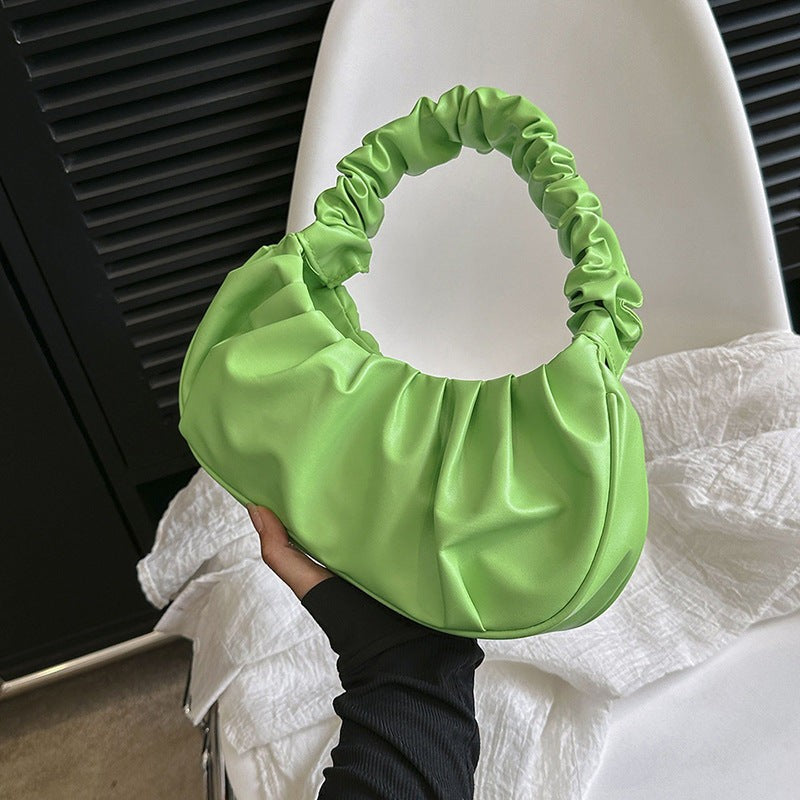 Women Cloud Pleated Shoulder Bag in Pure Color