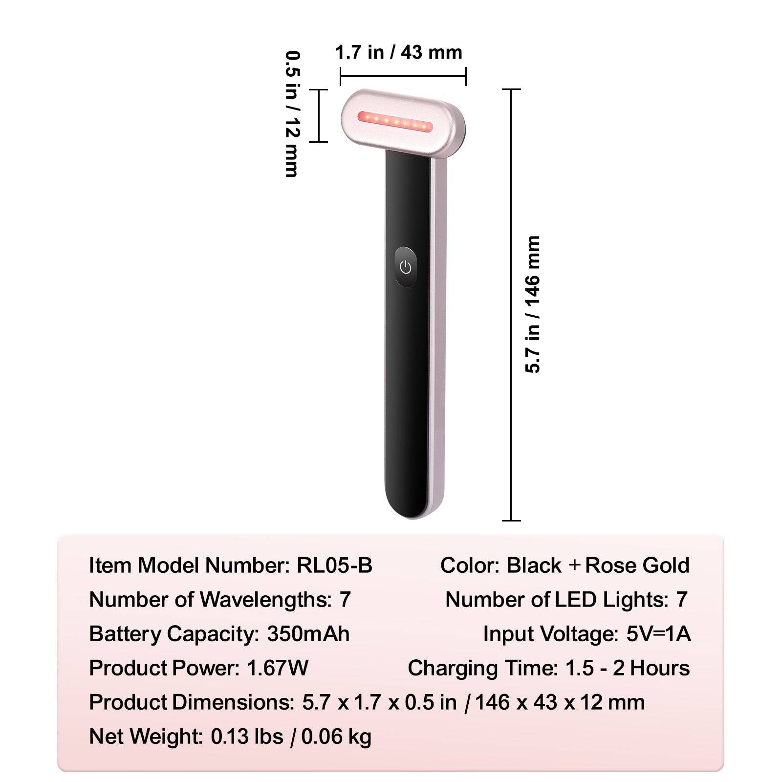 LED Facial Massager Microcurrent Therapy Wand Device