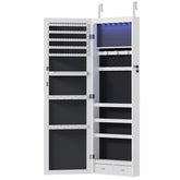 Wall Mounted Jewelry Armoire with Mirror and LED Lights