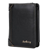 Wallet Men PU Leather Trifold Zippered Multi Card Design