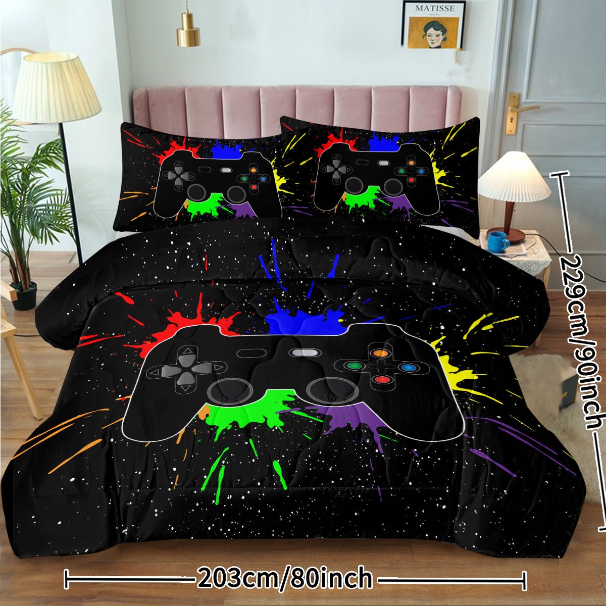 Video Game Bedding Set With Comforter And Pillow Shams