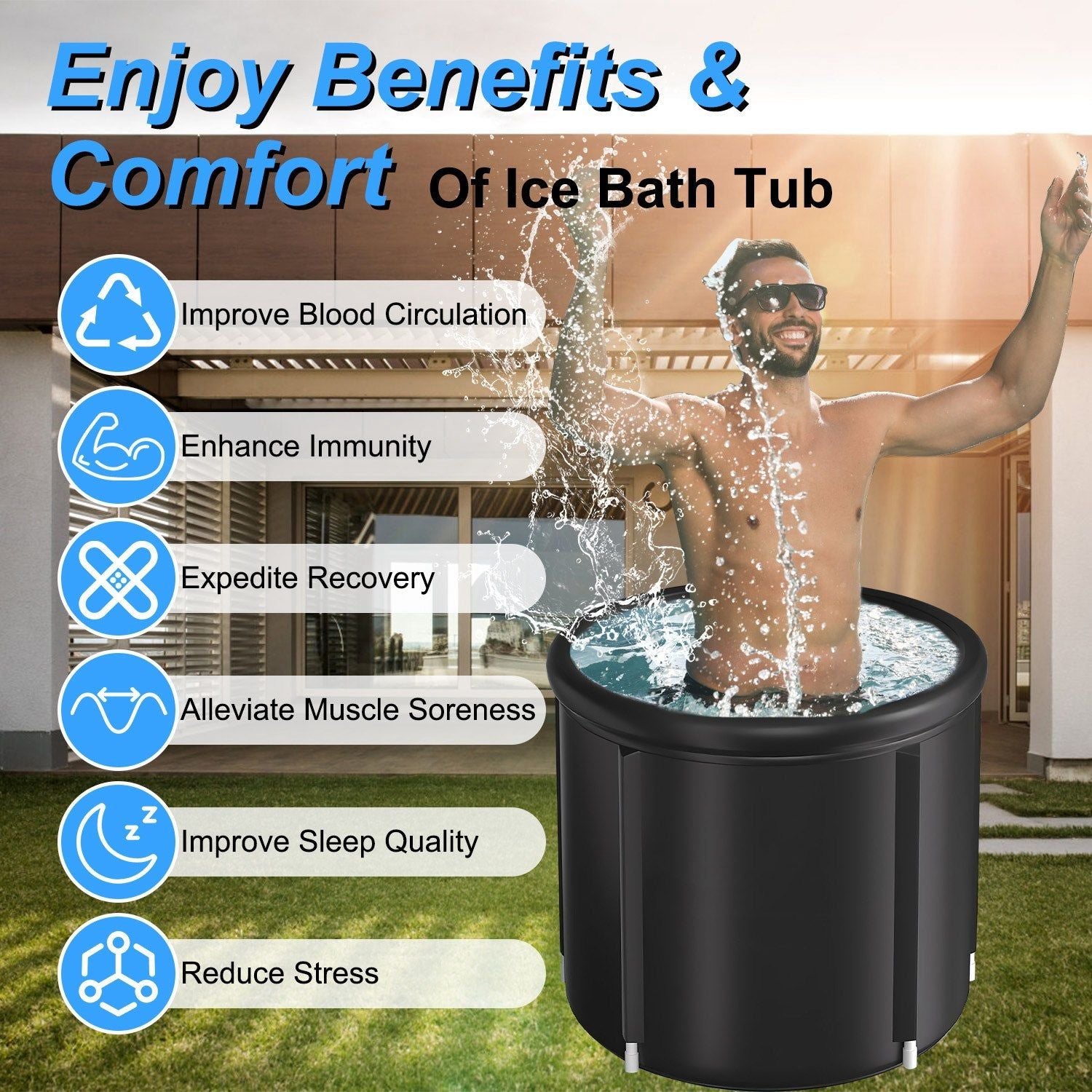 Cold Plunge Tub for Recovery with 97G Capacity and Cover