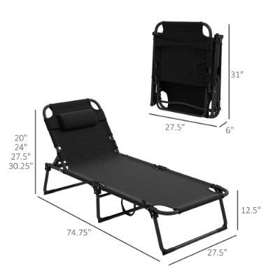 Outdoor Folding Chaise Lounge with Adjustable Backrest