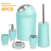 Bathroom Set 6 Piece Accessories with Dispenser and Holder