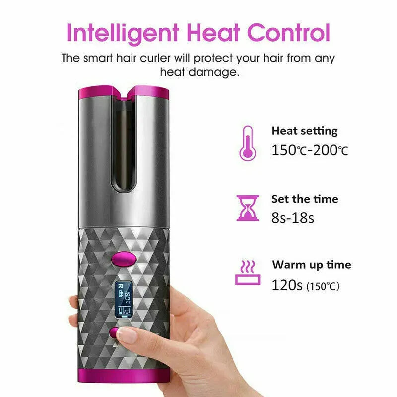 Cordless Automatic Curling Iron with LCD