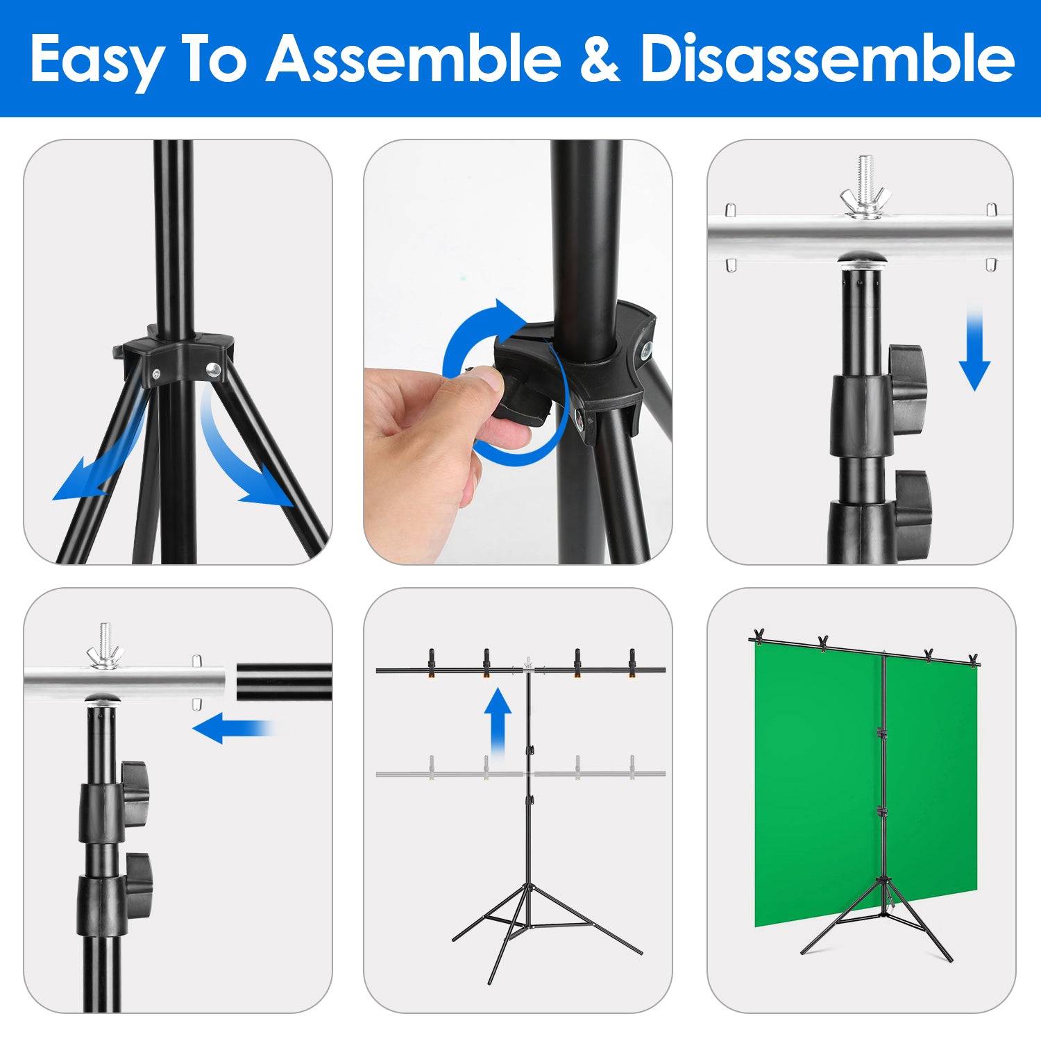 5x6.5FT T-Shape Backdrop Stand with Clamps