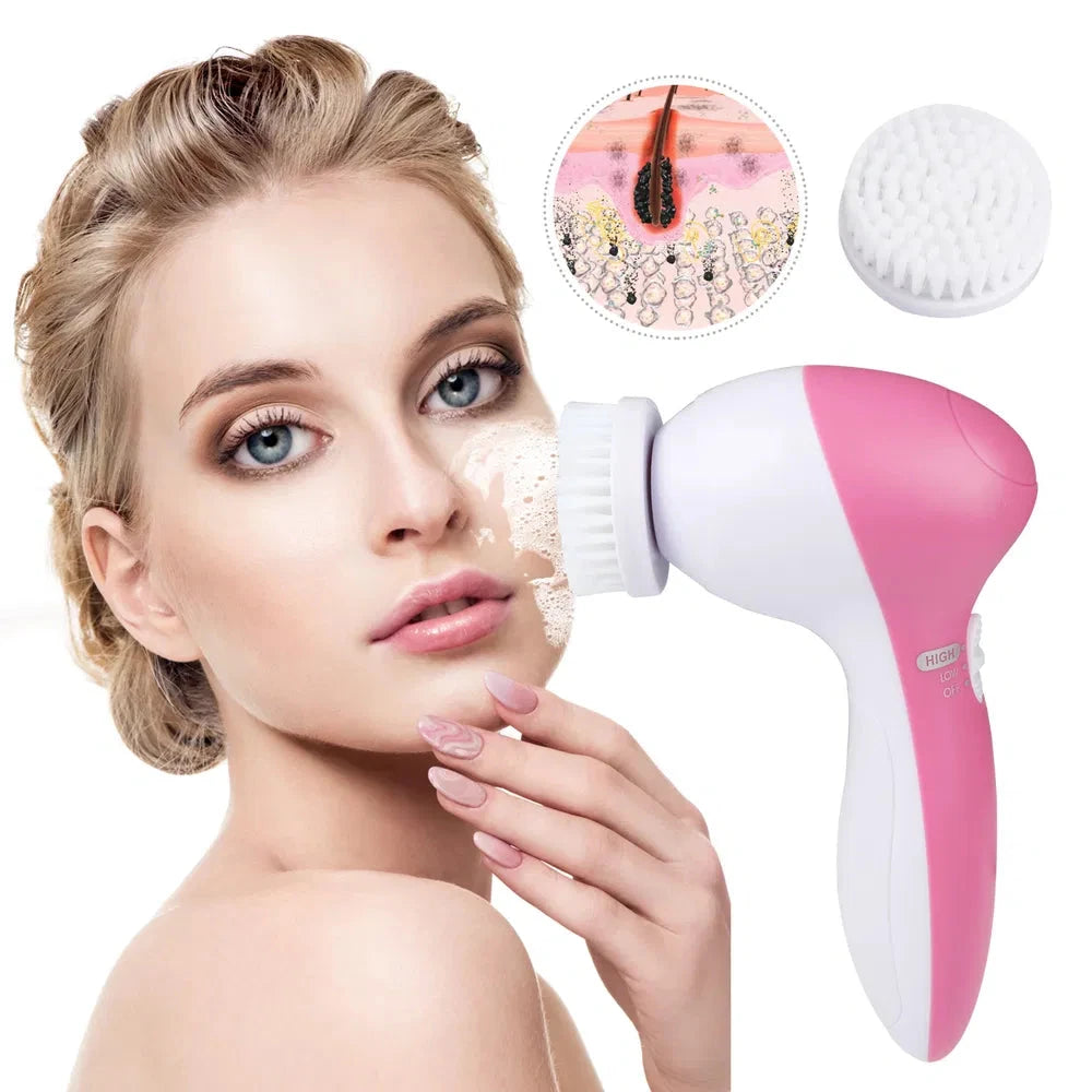 5-in-1 Face Scrubber with 360° Rotating Brush Heads