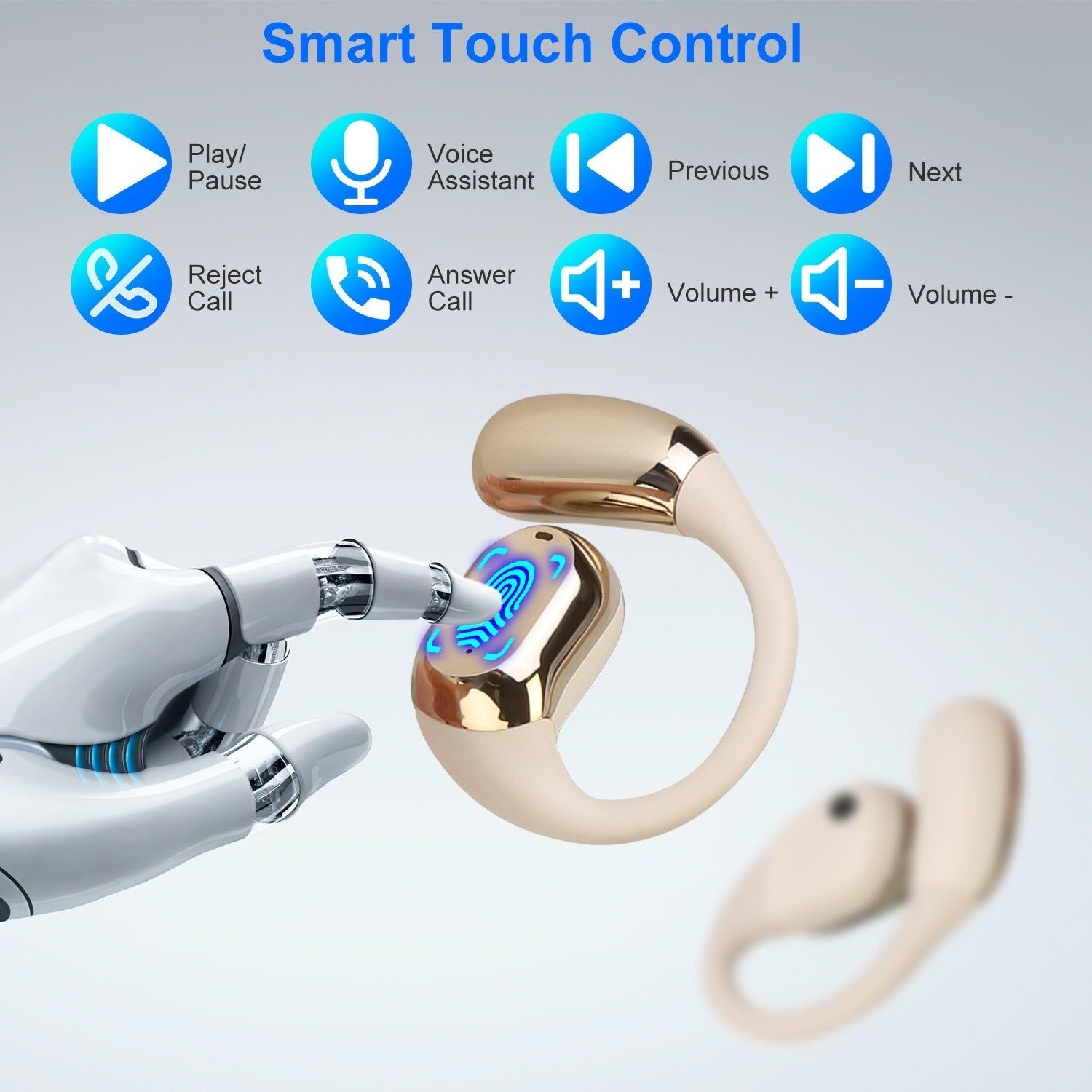 Wireless Open Ear Headphones LED Case IPX5 Low Latency