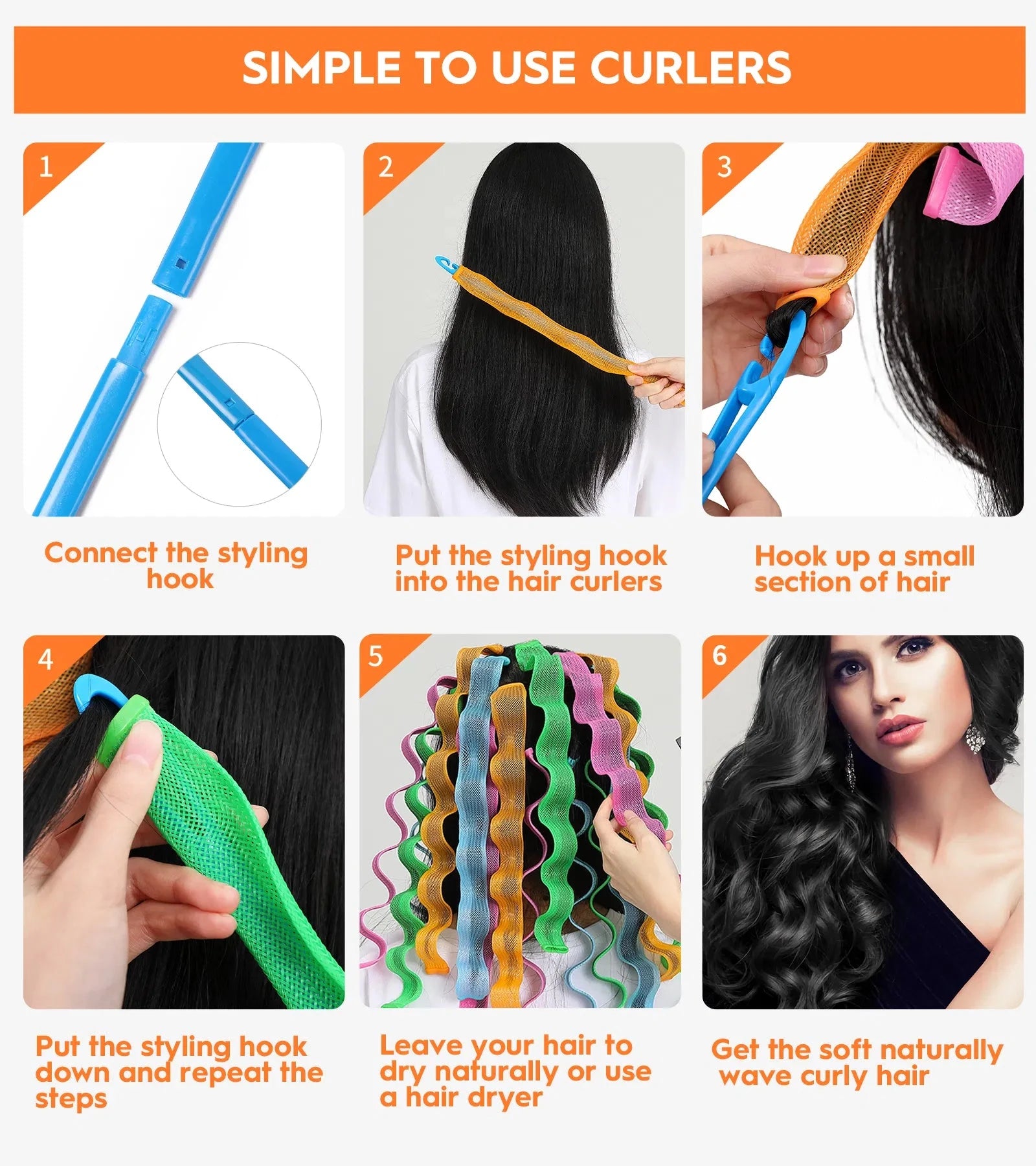 30PCS Heatless Curlers Kit for Healthy Curls
