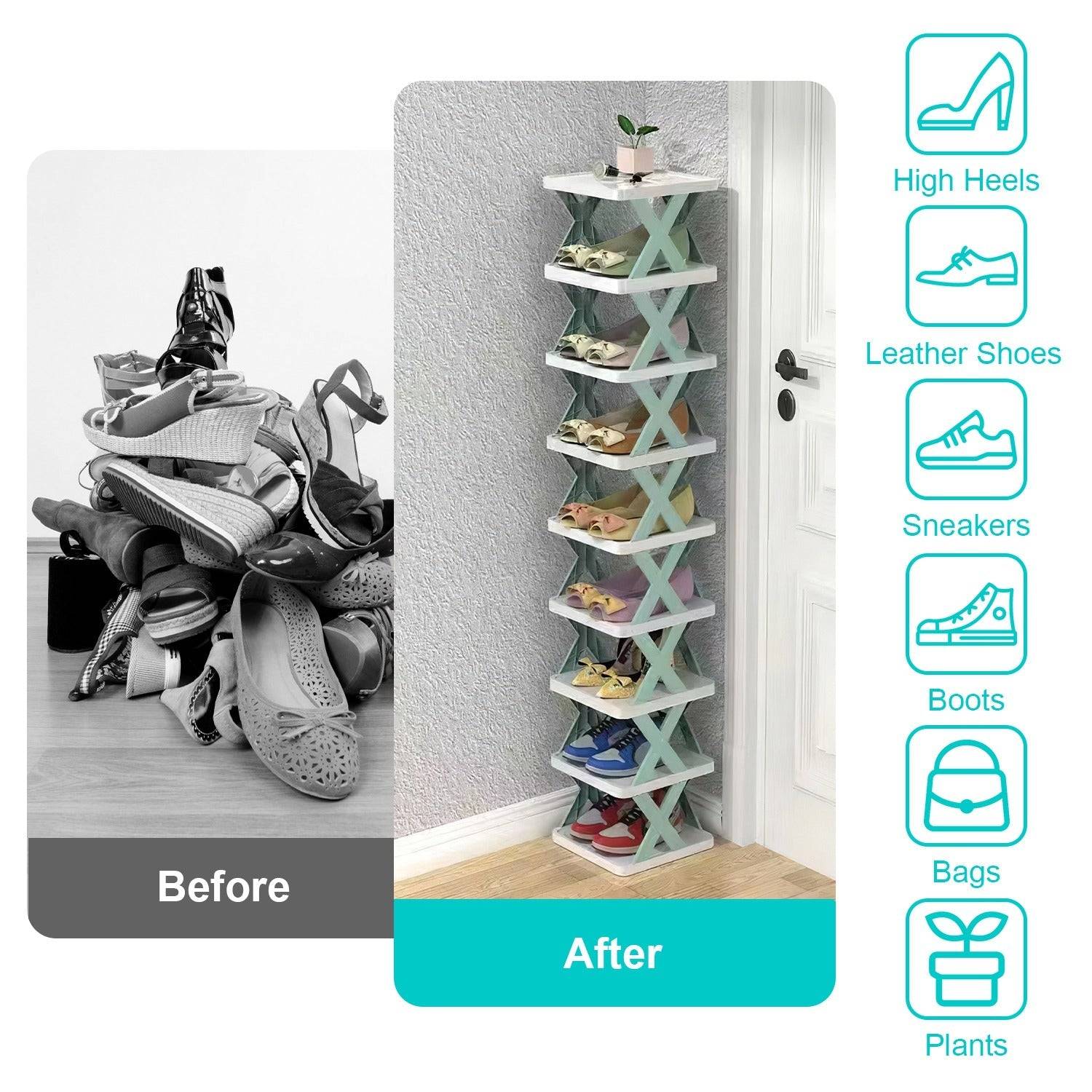 9 Tier Vertical Shoe Rack Organizer For Space Saving