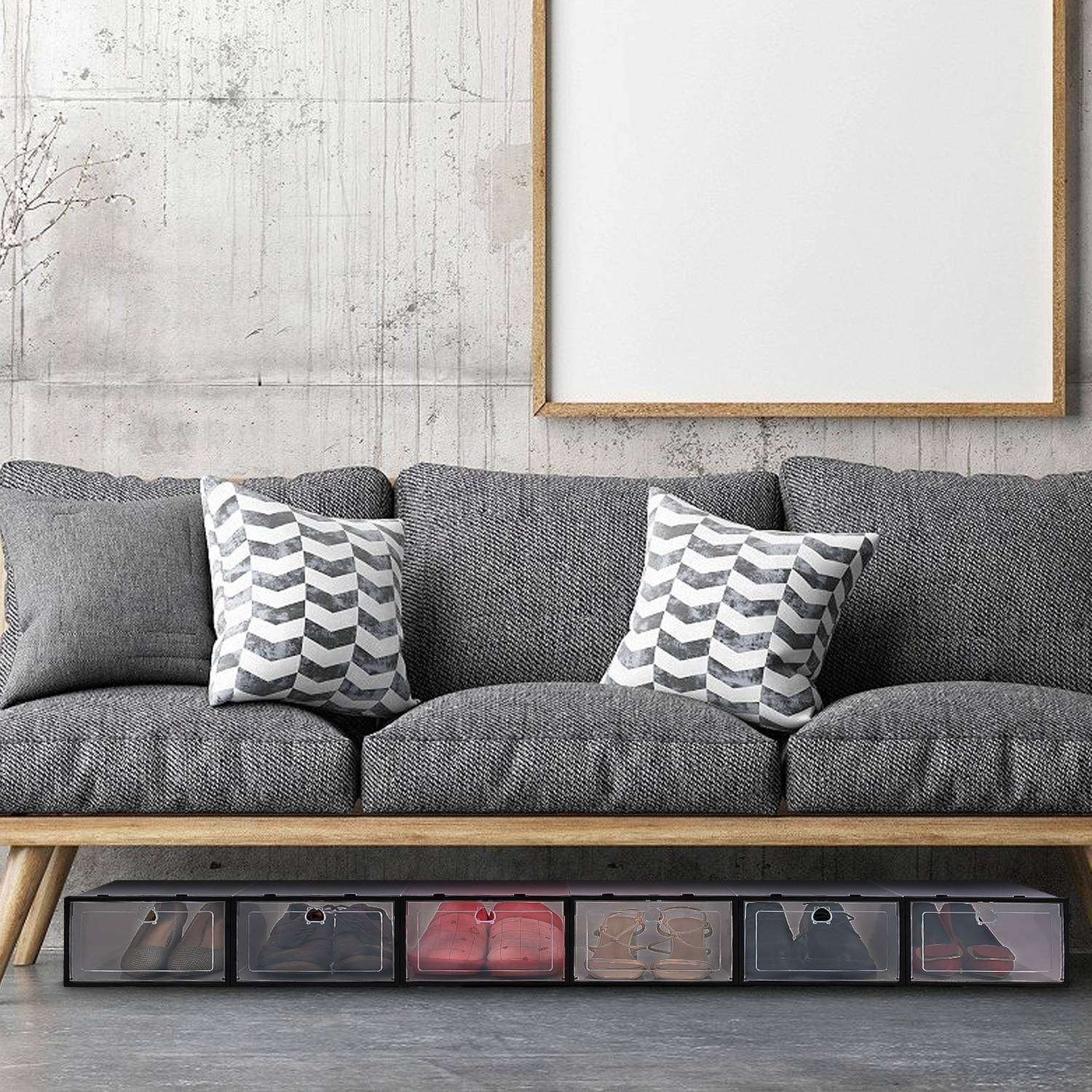 6Pcs Stackable Collapsible Shoe Storage Boxes