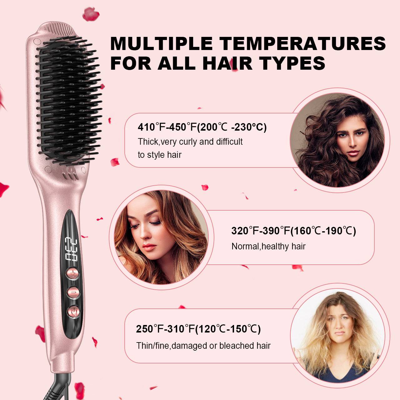 Electric Hair Brush with Ceramic Heating and Adjustable Heat