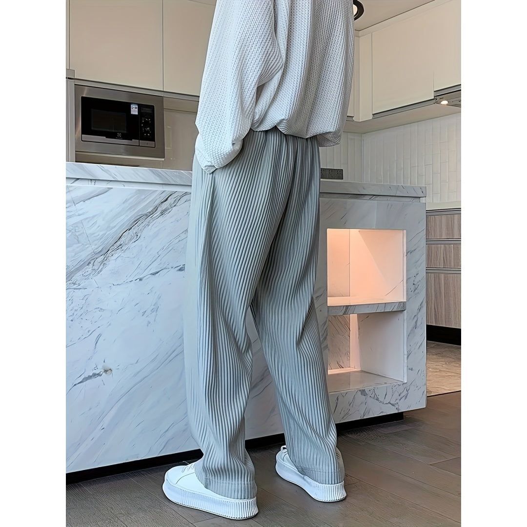 Pants Men Corduroy Casual Straight Fit Design