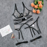 Lingerie Set 4 Piece Unisex Breathable Mesh Underwear