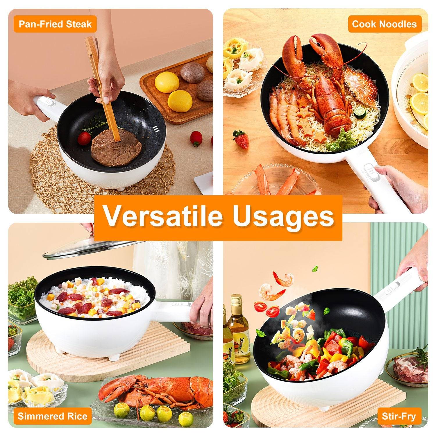 Portable Electric Hot Pot 3L Non Stick Cooker