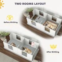 Wooden Dog Whelping Box With Waterproof Pad For Small Breeds