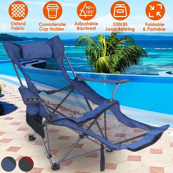 Foldable Camping Chair with Armrests and Cup Holder