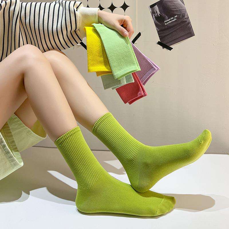 6 Pairs Women’s Cotton Mid-Calf Socks Set