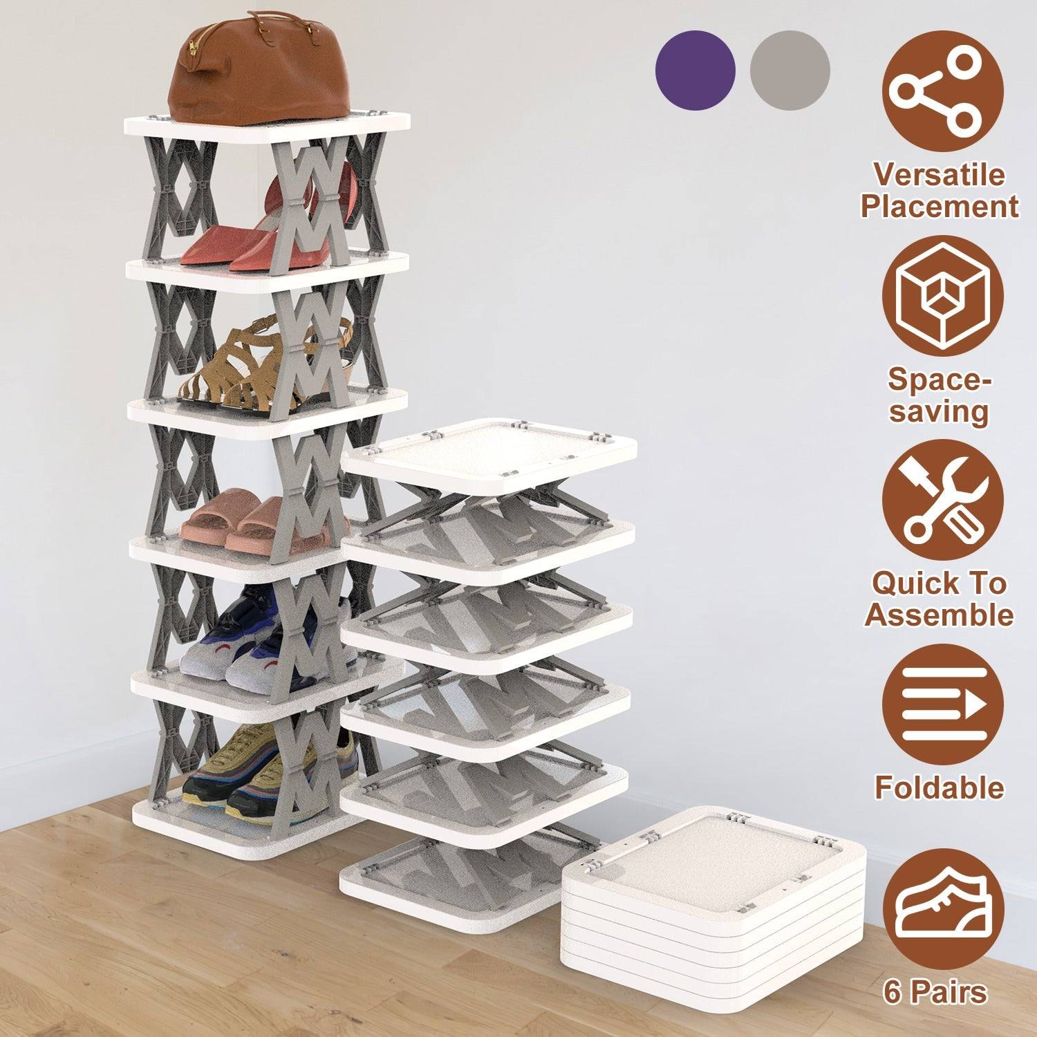 Foldable Vertical Shoe Rack for Small Spaces