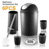 Bathroom Set 6 Piece Accessories with Dispenser and Holder