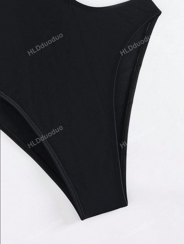 Bikini Set for Women Solid Color Stretch Knit Swimwear