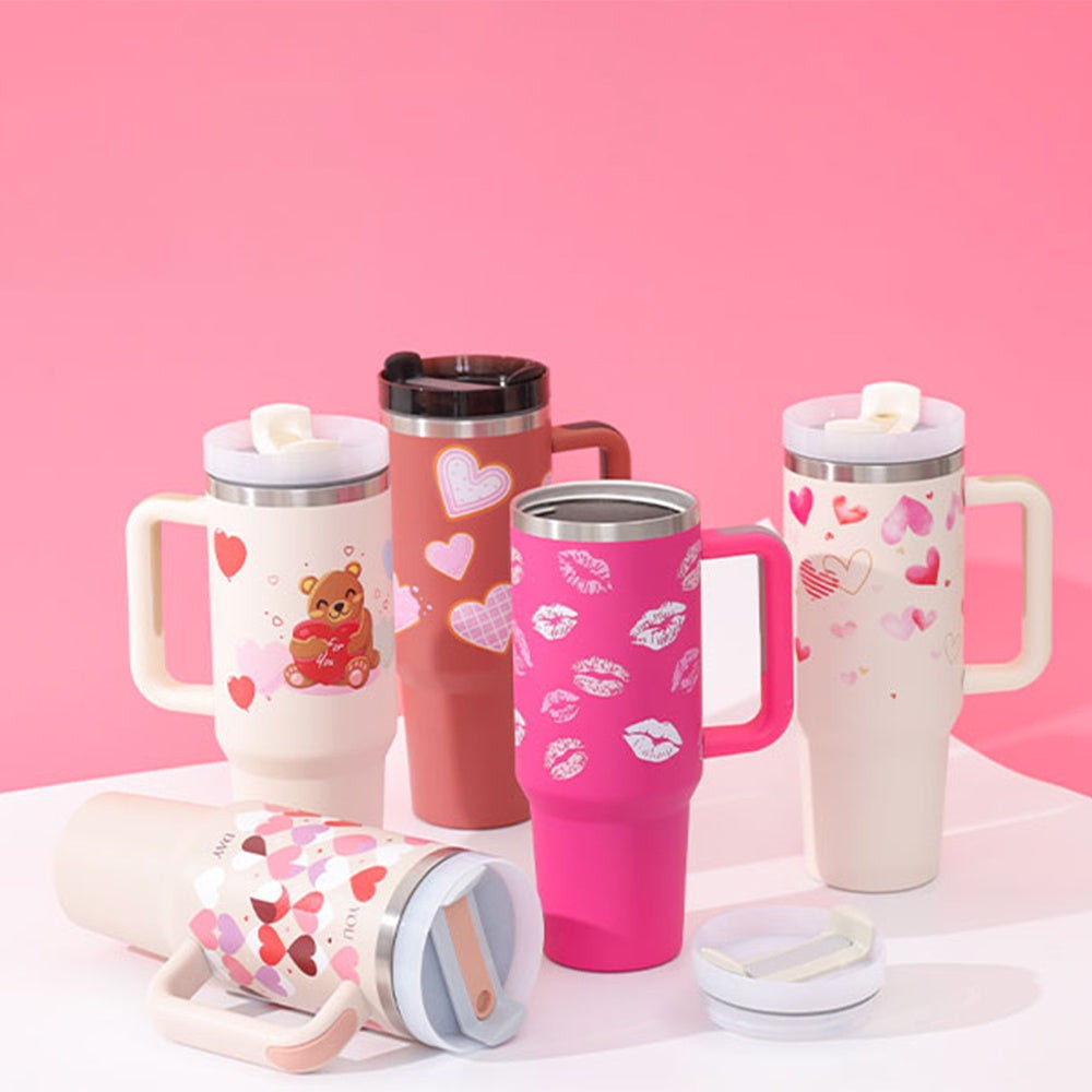 40oz Stainless Steel Insulated Tumbler with Handle and Straw
