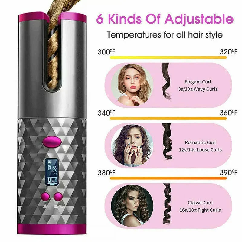 Cordless Automatic Curling Iron with LCD