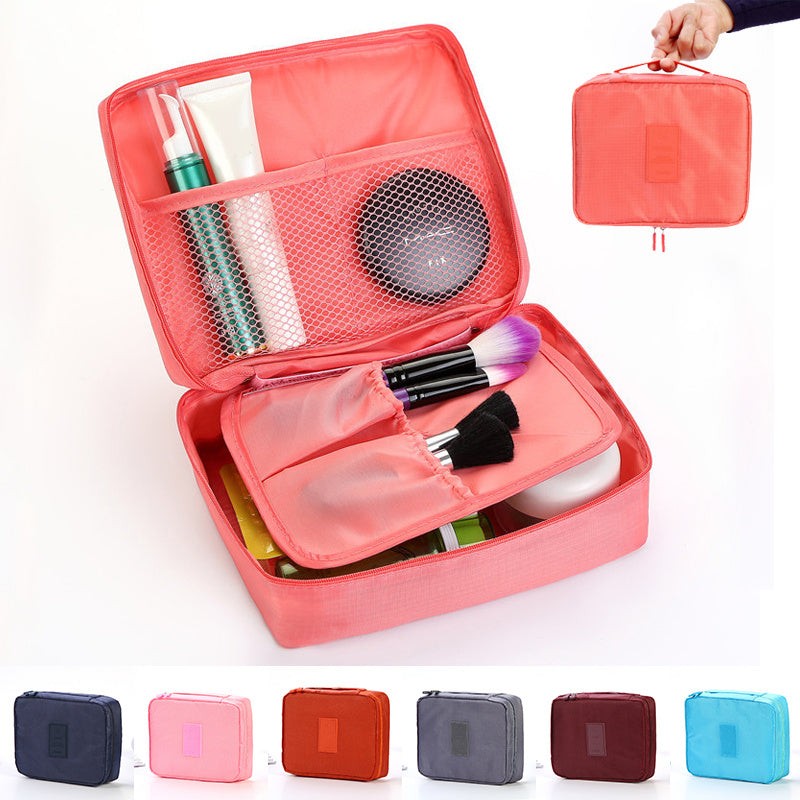 Portable Waterproof Cosmetic Bag with Dividers Organizer