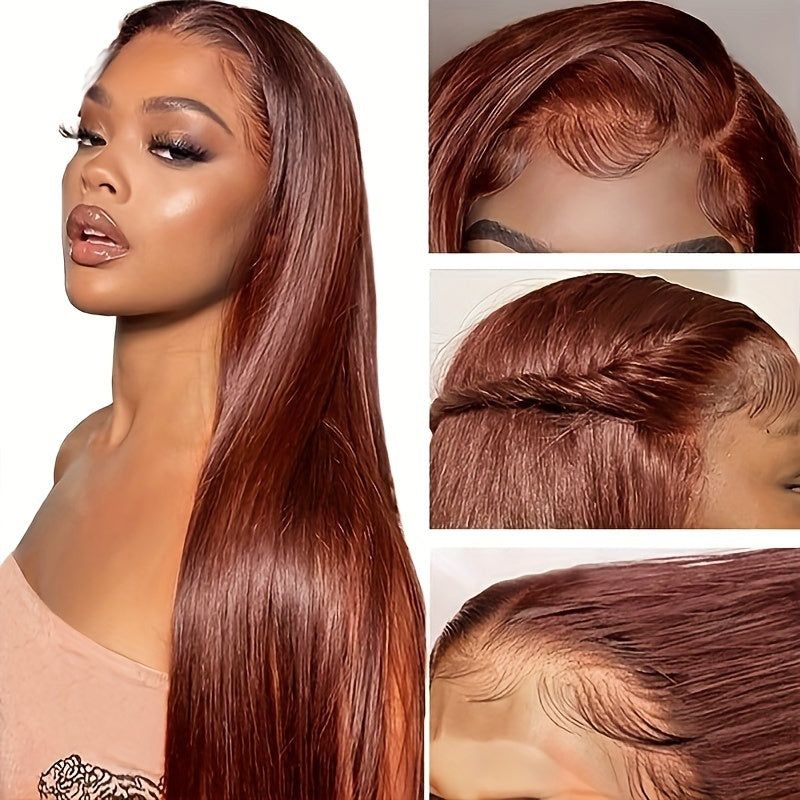 Reddish Brown HD Lace Frontal Human Hair Wig Straight