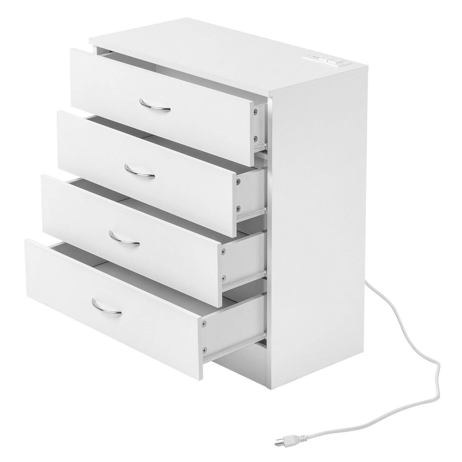 Bedside Table with 4 Drawers and USB Charging Ports