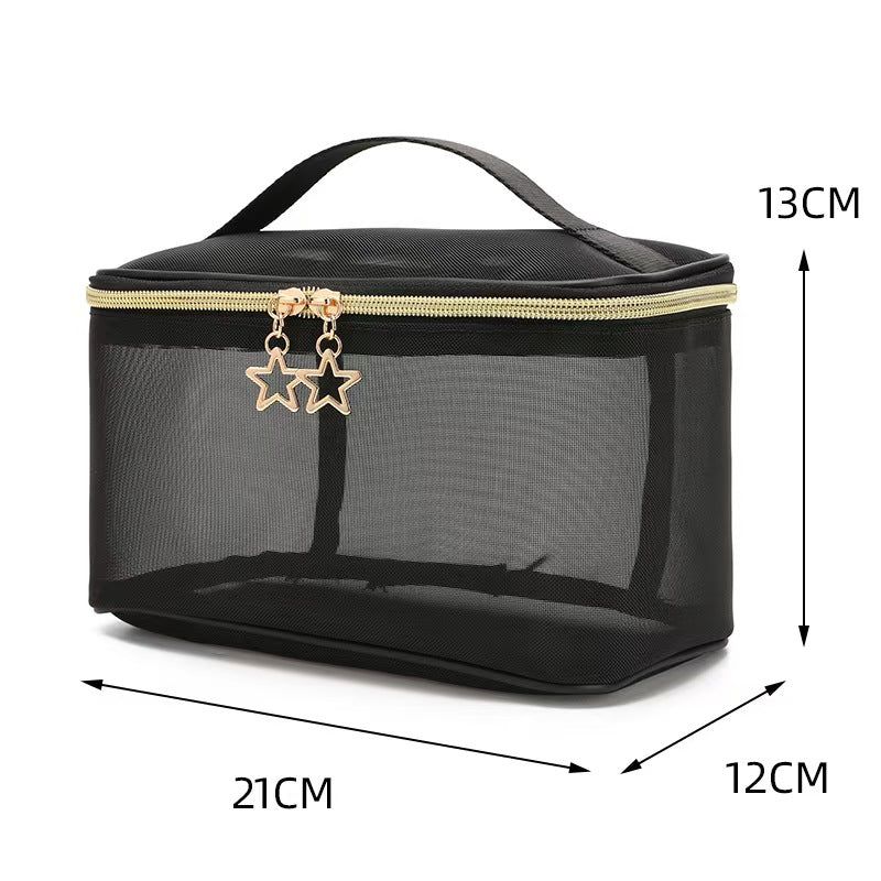 Hanging Makeup Cosmetic Bag Set Black Floral Design