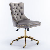 Velvet Office Chair Swivel Gold Base Tufted