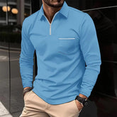Mens Long Sleeve Polo Shirt in Soft Polyester Fabric