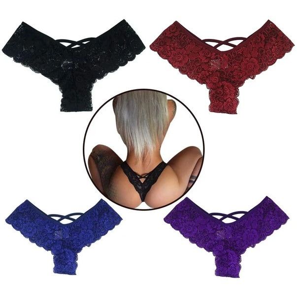 Thong Lace High Waist Stretch G String Panties 4 Pack