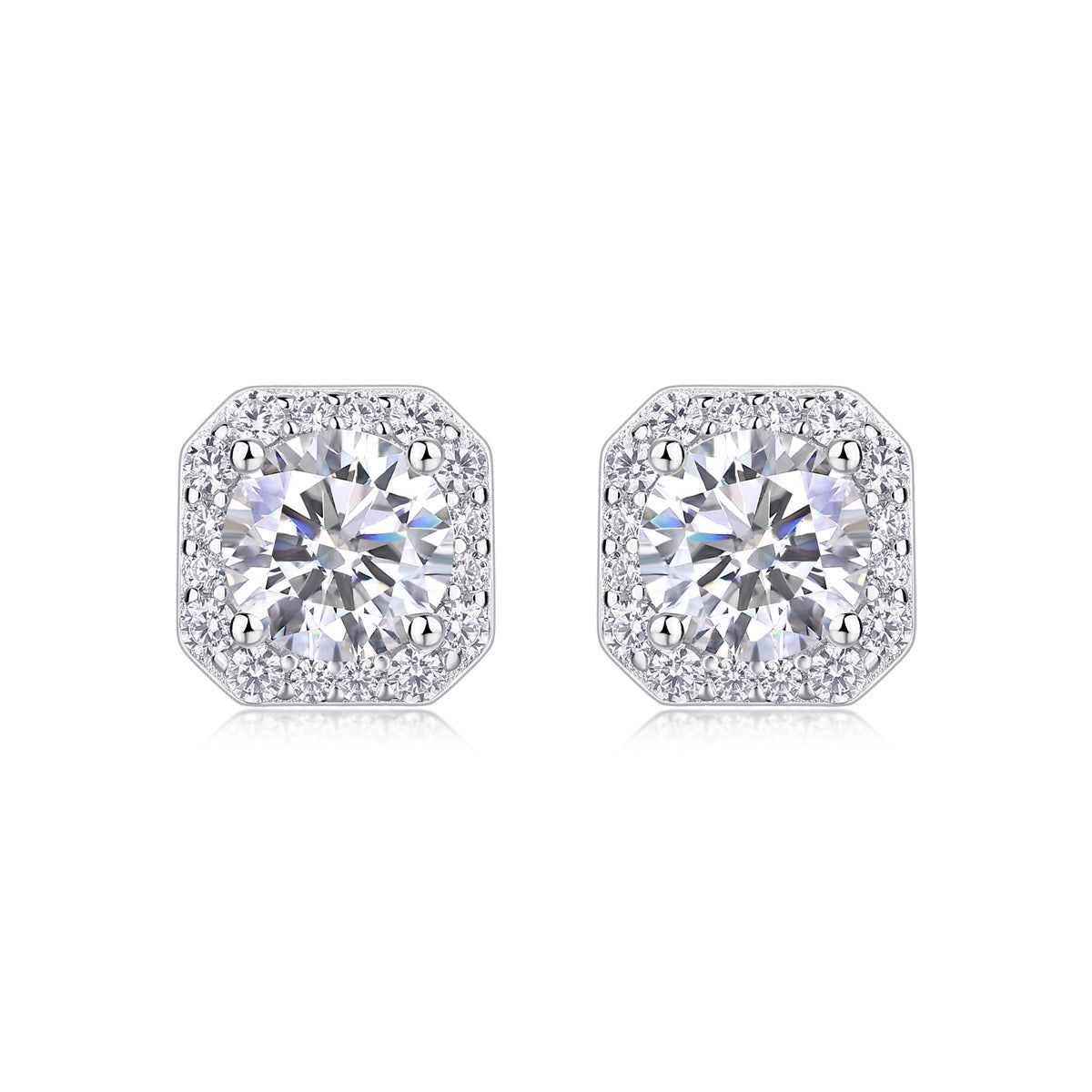 Earrings 1 Carat Moissanite Stud in S925 Silver