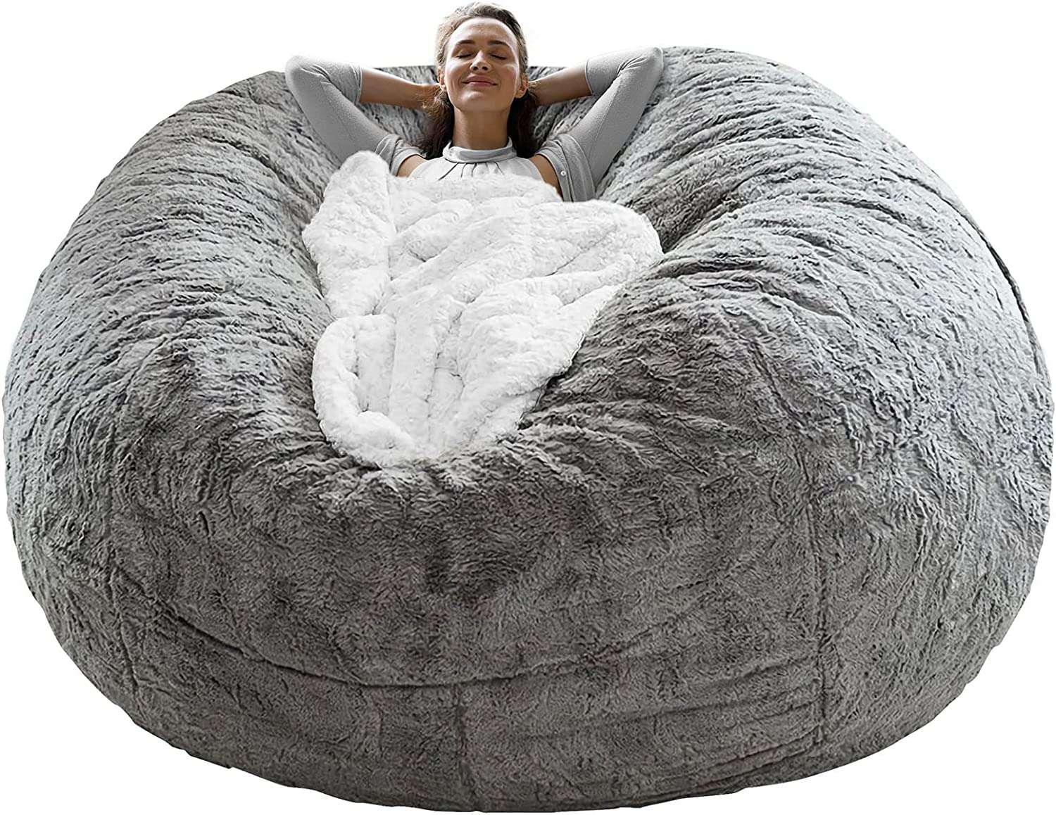 Soft PV Fleece Bean Bag Cover With Double Zipper