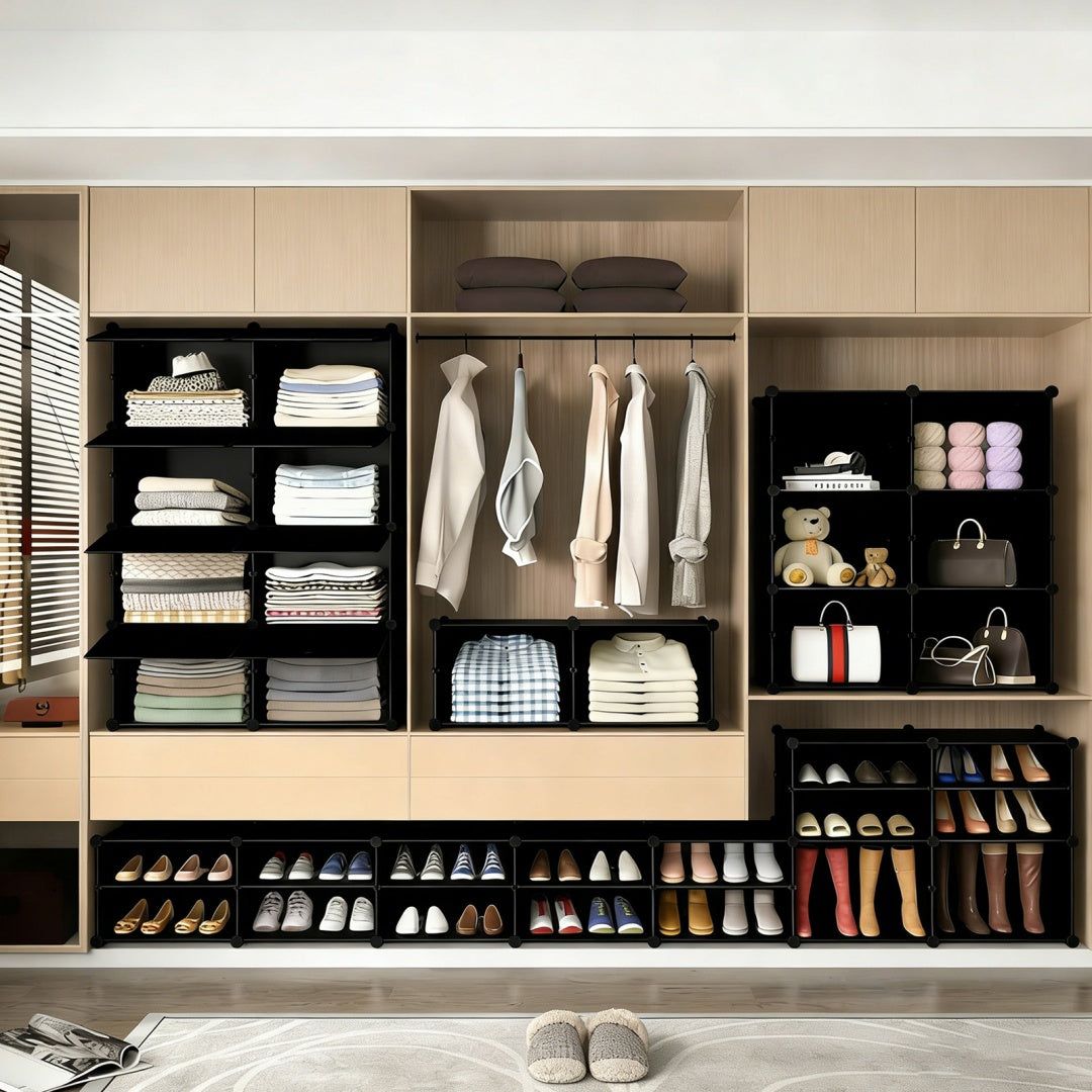 8 Tier Stackable Shoe Rack Cabinet with Doors