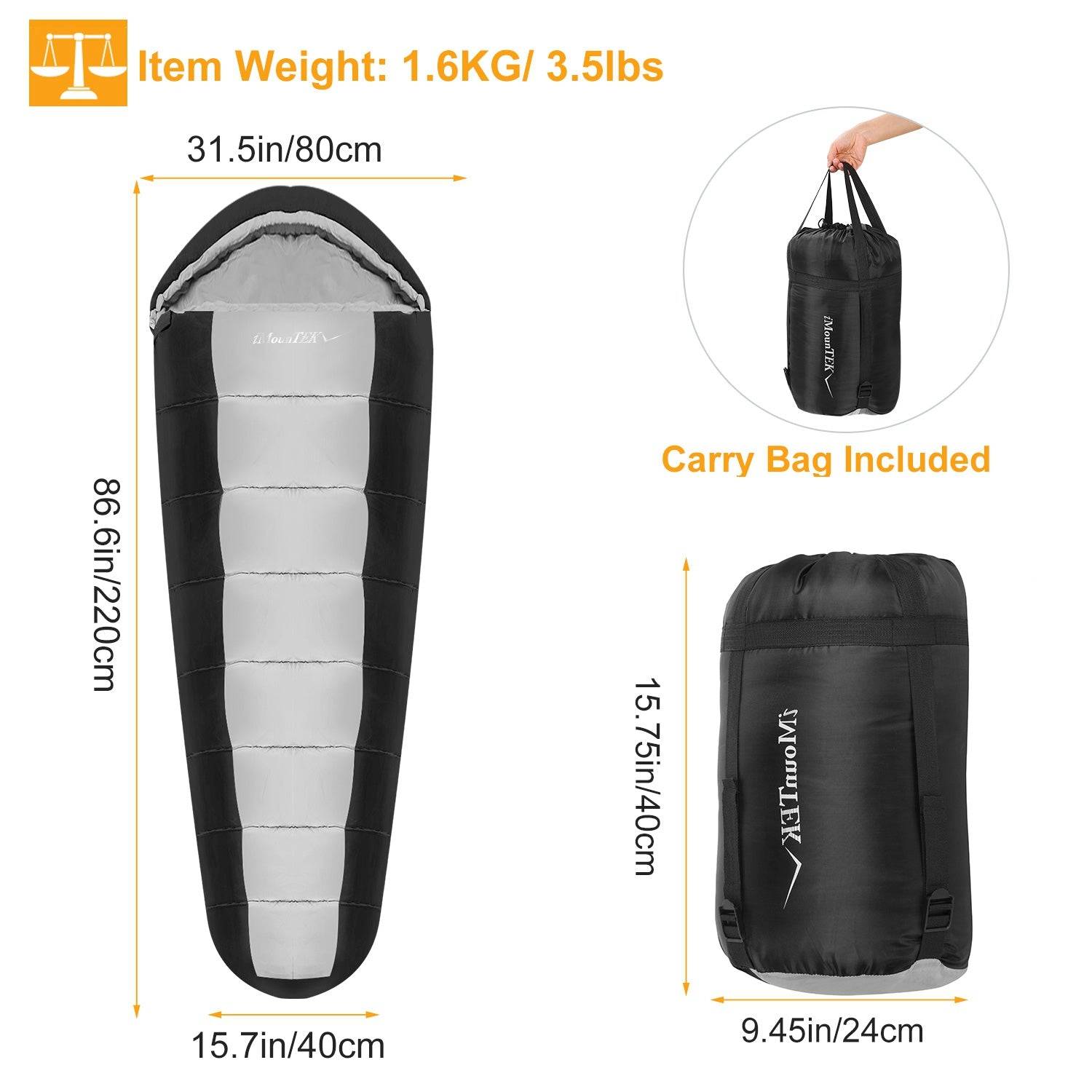 3 Season Waterproof Sleeping Bag for Camping and Hiking
