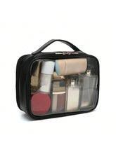 Clear Makeup Bag with Brush Holder