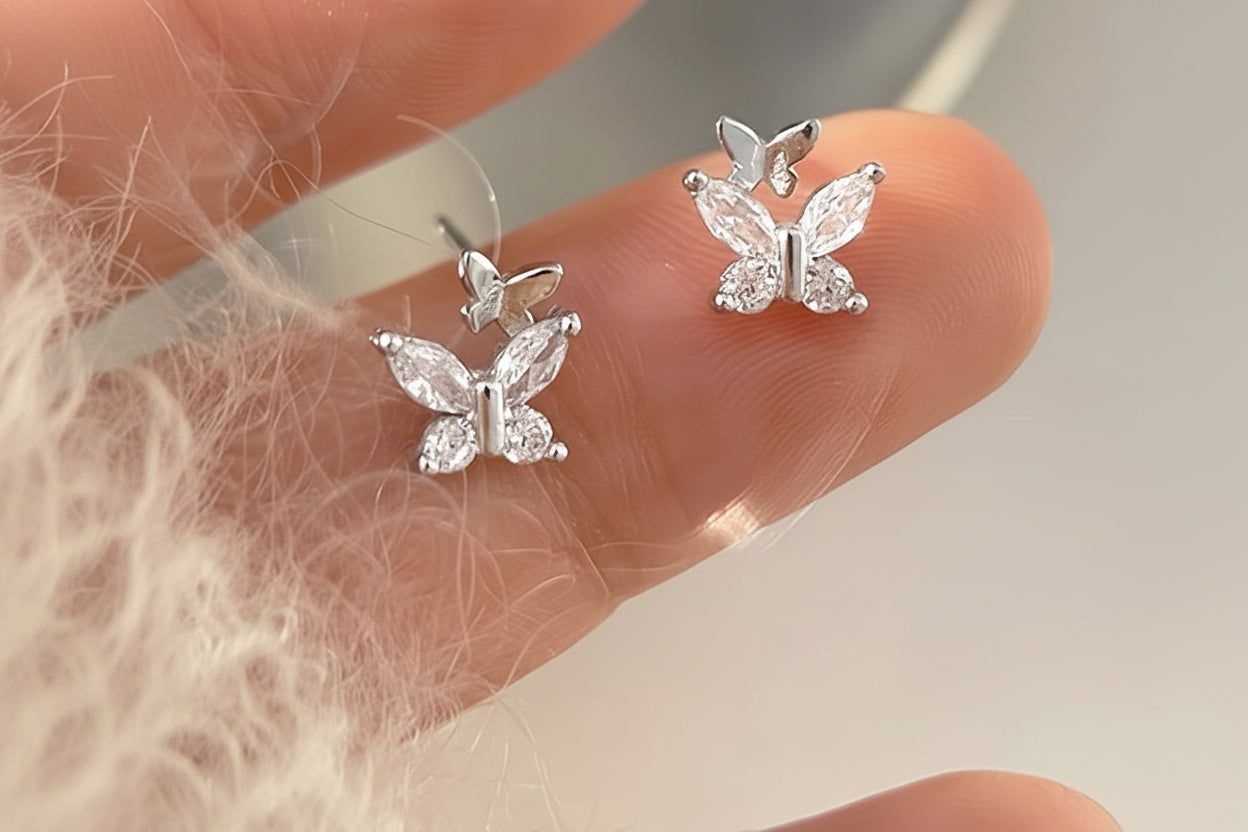 925 Sterling Silver Hypoallergenic Earrings Set with Zircon