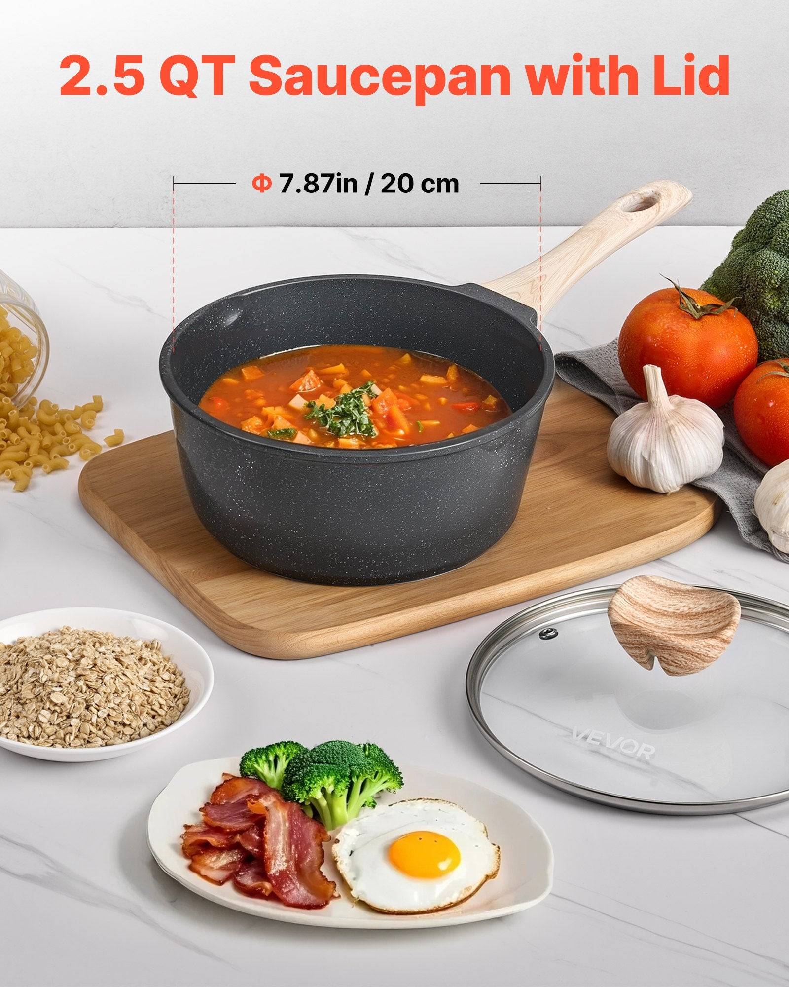 2.5 QT Nonstick Saucepan with Glass Lid