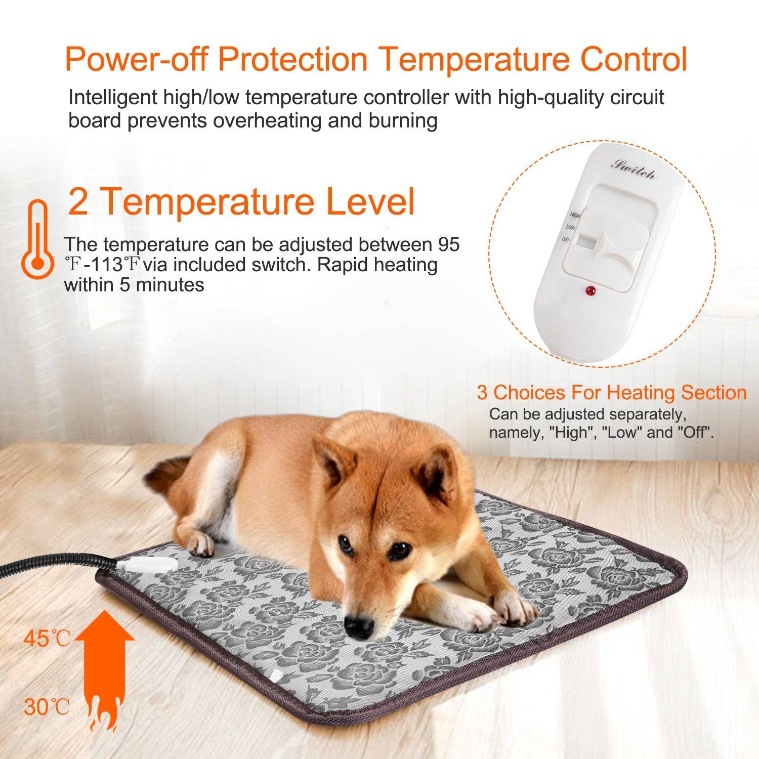 Waterproof Pet Heating Pad With Control