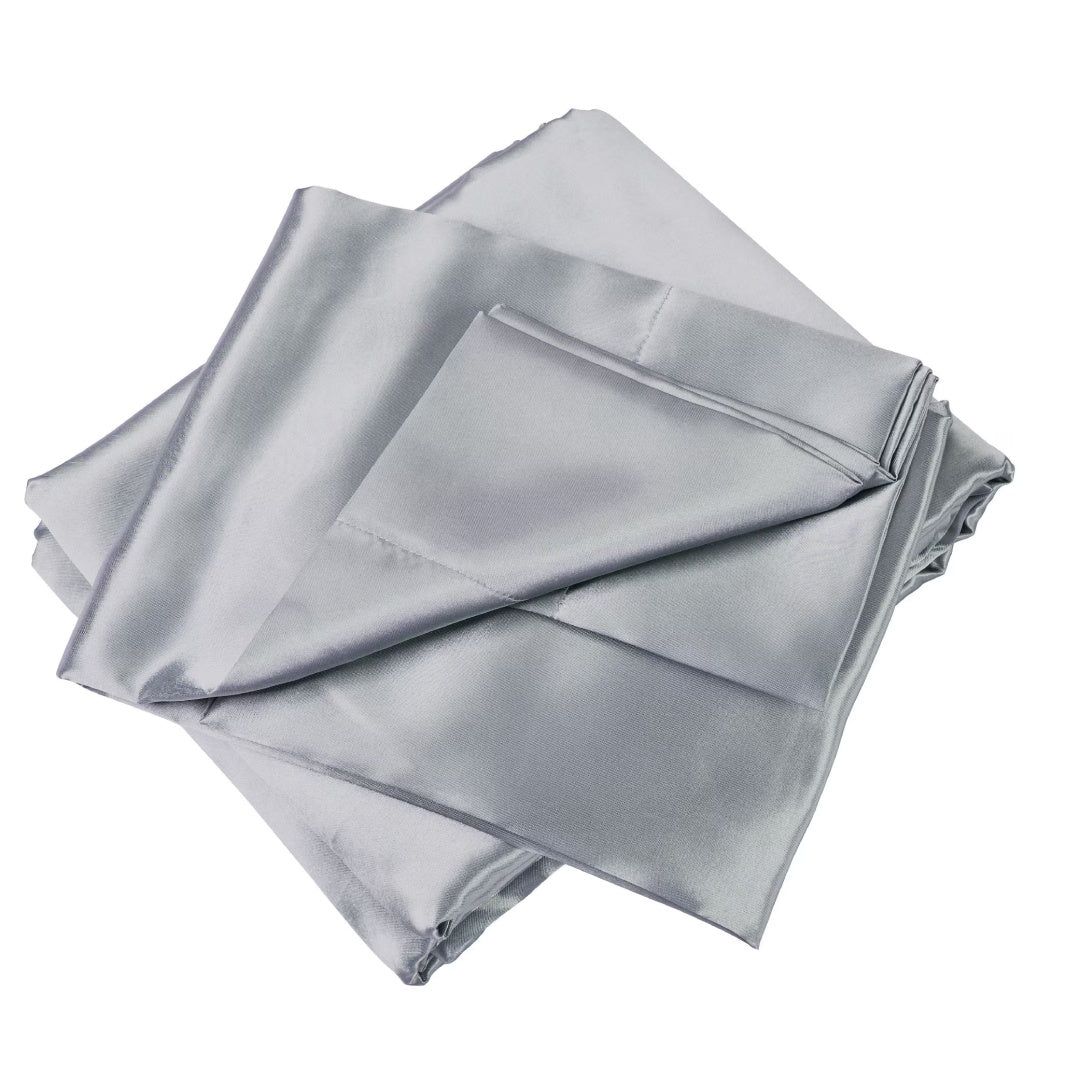 Twin Satin Bed Sheets Set 3 Piece Grey