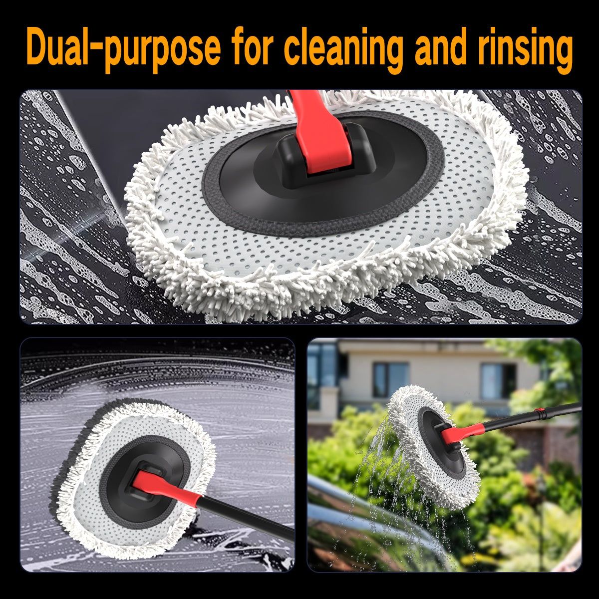41 Inch Car Wash Mop With Hose And Soft Brush