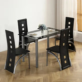 5 Piece Dining Table Set With Tempered Glass For Four